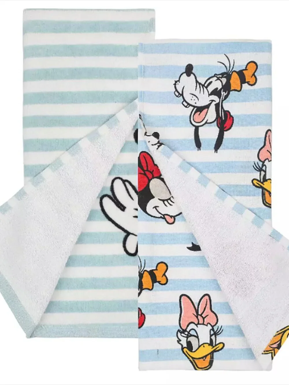 Disney Mickey Mouse Friends Kitchen Towels 2 Pack Blue Stripe Terry 15x26